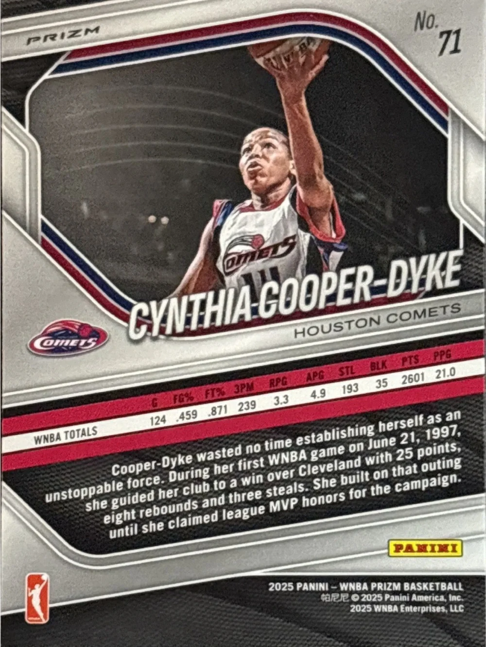 Panini Prizm Cynthia Cooper-Dyke Rainbow Prizm Basketball Card